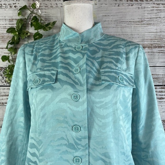 Linea by Louis Dell'Olio Blazer Jacket size Small Blue Jacquard Wedding Church - Picture 6 of 15